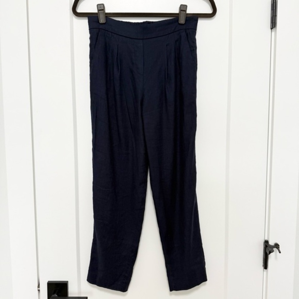 Aritzia Babaton Cohen Pant Linen Navy Blue Size 2 #59588